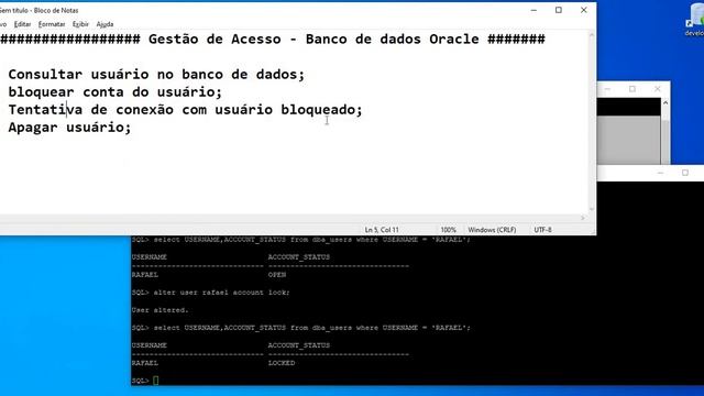 Banco de dados Oracle / DROP / LOCK / UNLOCK ACCOUNT смотреть онлайн