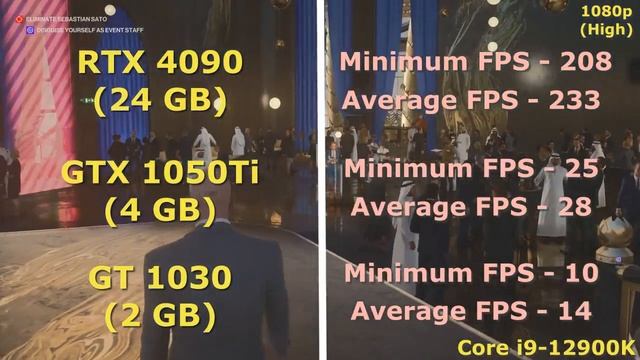 RTX 4090 vs GTX 1050Ti vs GT 1030 | i9 12900K смотреть онлайн