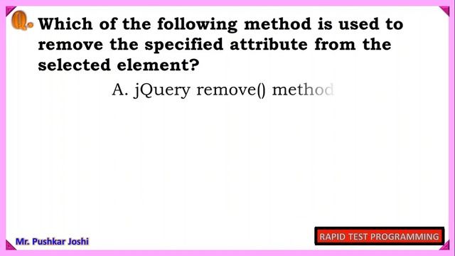 jQuery MCQ Part 3 || Rapid Test Programming || Joshi P. D. смотреть онлайн