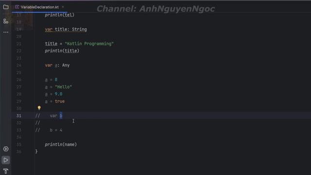 Khai báo biến, phân biệt giữa val và var trong kotlin, phần 2 смотреть онлайн