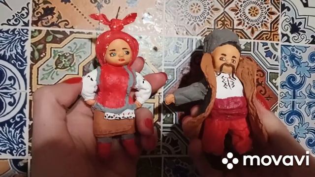 Ватные игрушки Солоха и пан Чуб. Я расписала. смотреть онлайн