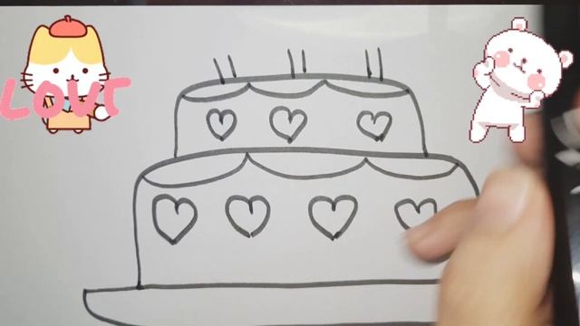 Как нарисовать торт Раскраска для детей - Учимся рисовать цветными фломастерамиОБУЧАШК#drawing смотреть онлайн