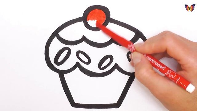 Как нарисовать ПИРОЖНОЕ / мультик раскраска ПИРОЖНОЕ для детей / Раскраски малышам смотреть онлайн