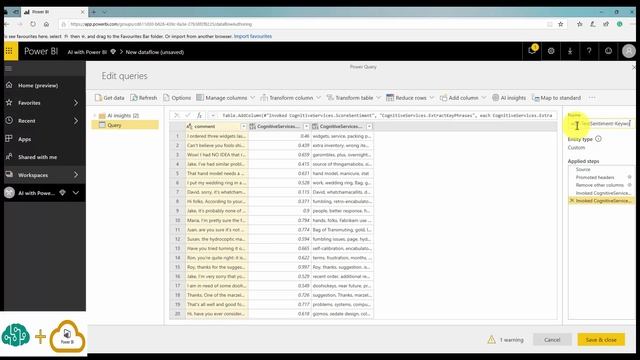 Power BI Data flow with Cognitive services смотреть онлайн