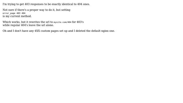 DevOps & SysAdmins: Nginx redirect all 403 to 404? смотреть онлайн