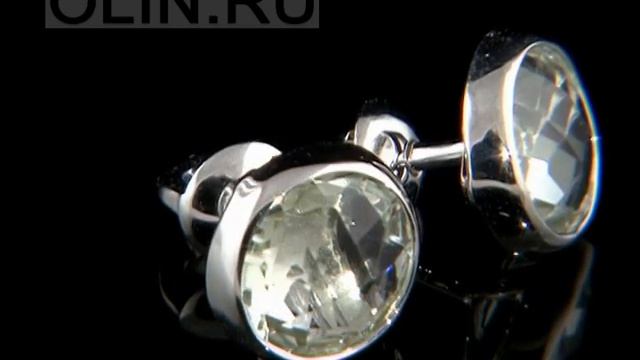 Золотые серьги-пусеты с топазом, кварцем или иолитом смотреть онлайн