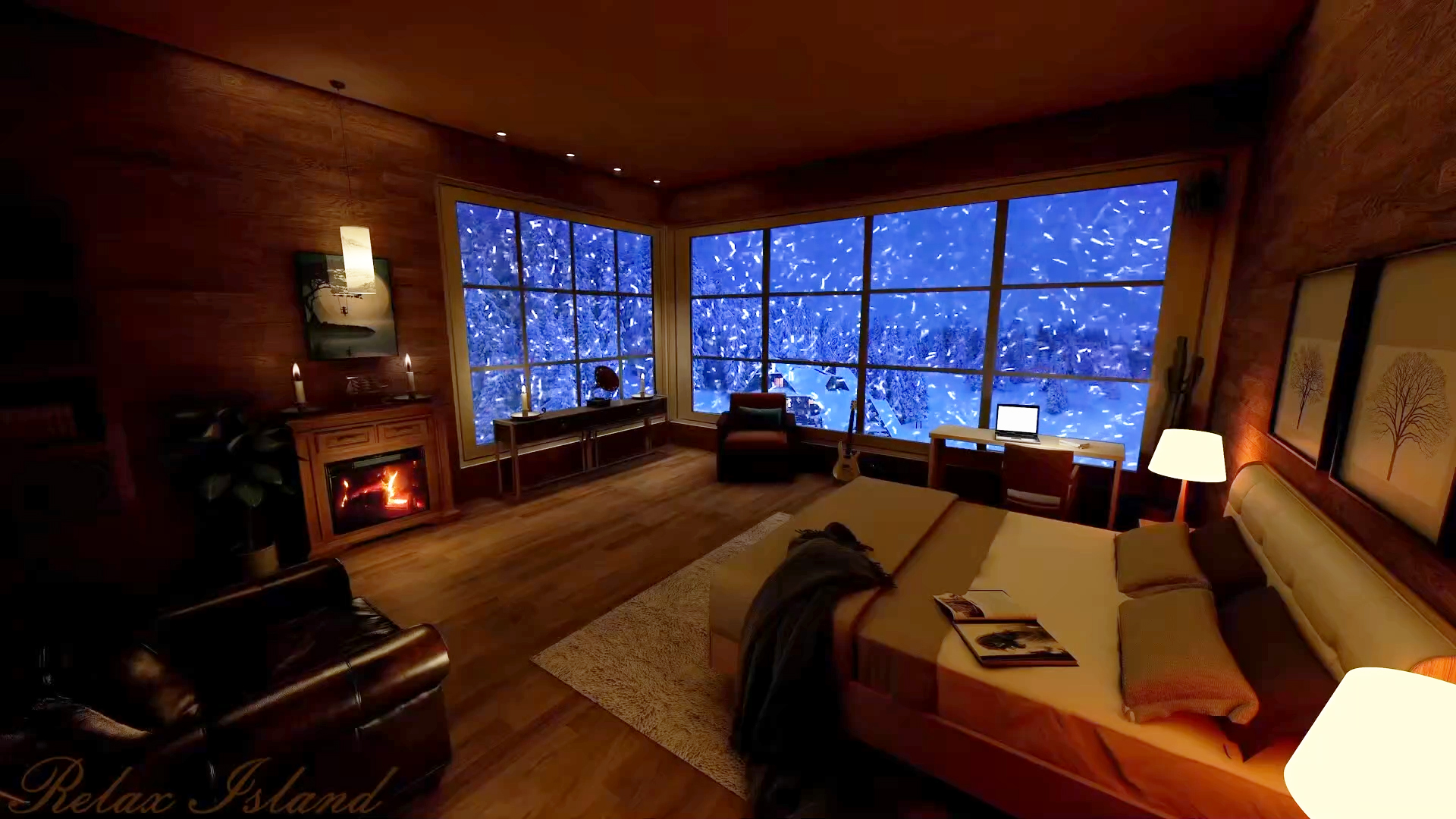 ❄️ Глубокий сон под шум метели и вьюги за окном и звуки огня и теплый камин в гостиной 3 часа ? смотреть онлайн