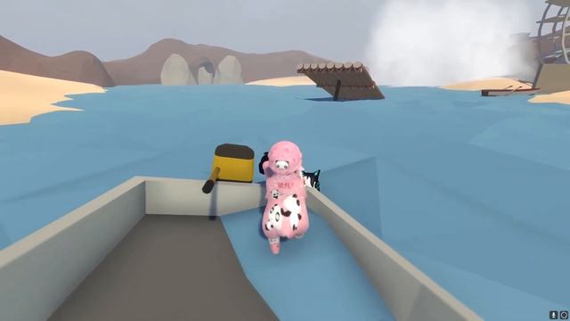рукопашный бой на моторной лодке | Human: Fall Flat смотреть онлайн