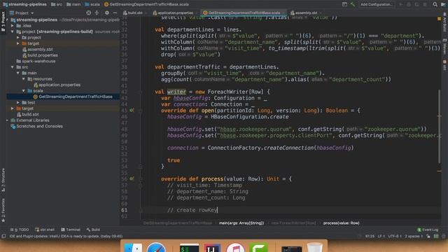 Streaming Data Pipelines Demo - Create ForeachWriter Object to integrate with HBase смотреть онлайн