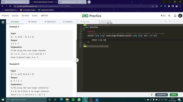 Next Greater Element | C++ | Find the next greater element for every array element (use of stack) смотреть онлайн