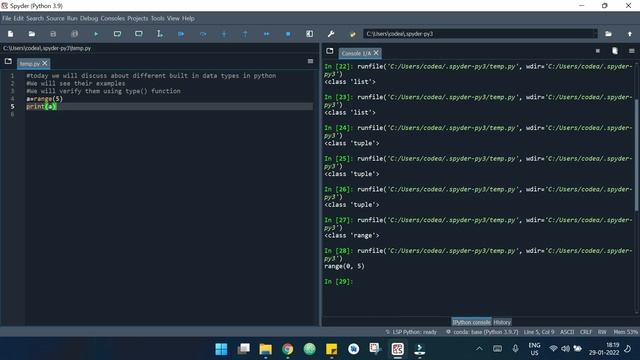 Built-in Data Types in Python | Verifying Data Types Using type() function | codeayan смотреть онлайн