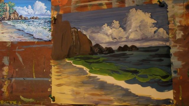 Как нарисовать пейзаж гуашью поэтапно Рисуем морской пейзаж смотреть онлайн