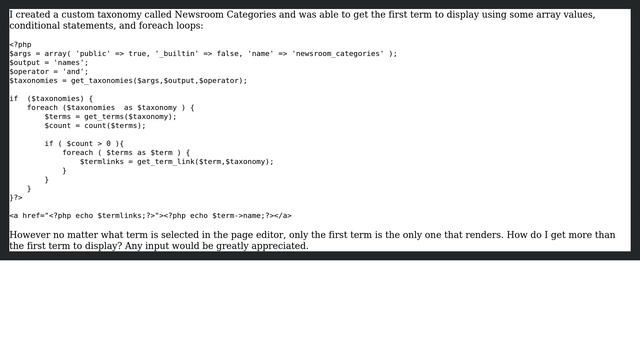 Wordpress: My custom taxonomy is only displaying 1 of 3 terms смотреть онлайн