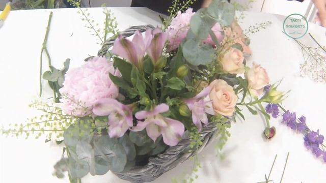 Корзина с пионами | Мастер класс | Workshop flower basket смотреть онлайн