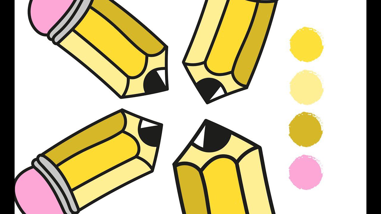 Раскраска КАРАНДАШ / Как нарисовать КАРАНДАШ / Рисунок КАРАНДАШ / Краски Раскраски