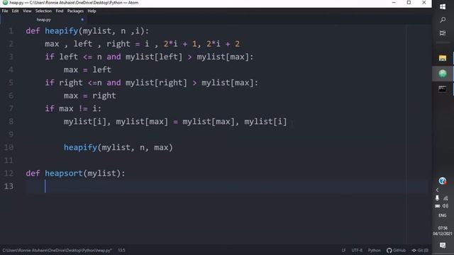 Heap Sort Algorithm In Python смотреть онлайн