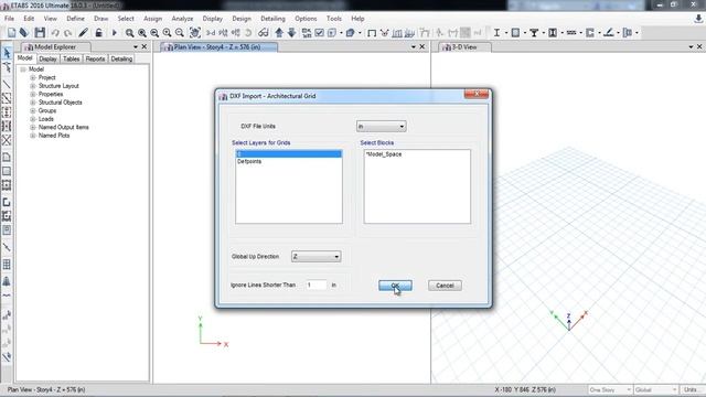 CSI ETABS - 01 - How to Import Architectural DXF or DWG grid into ETABS | Part 1 смотреть онлайн