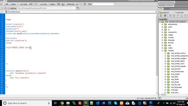 how to create table in MySql database using php ? смотреть онлайн