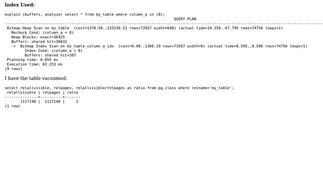 Databases: PostgreSQL not using the index on queries that return large number of records смотреть онлайн