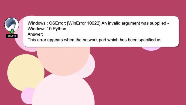 Windows : OSError: [WinError 10022] An invalid argument was supplied - Windows 10 Python смотреть онлайн