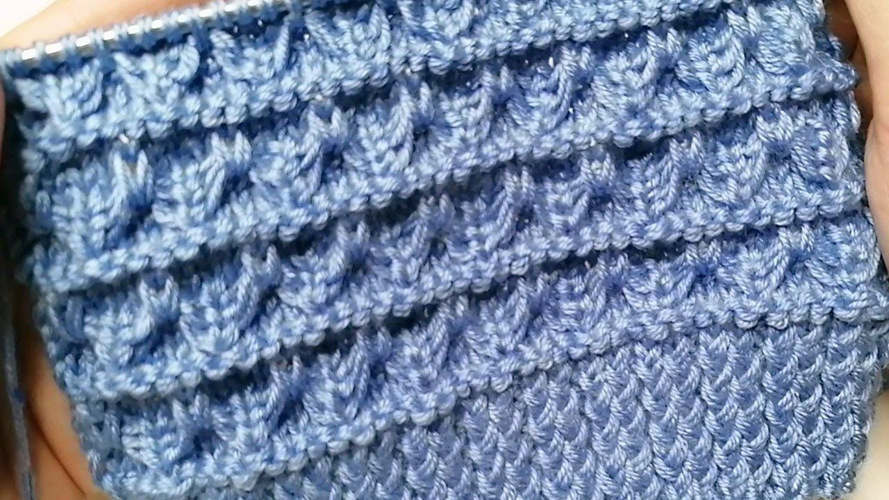 Эффектный объемный узор спицами. Простой рельефный узор спицами из 4-х петель смотреть онлайн