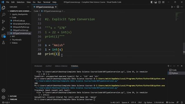 Type Conversion or Typecasting in Python #05 смотреть онлайн