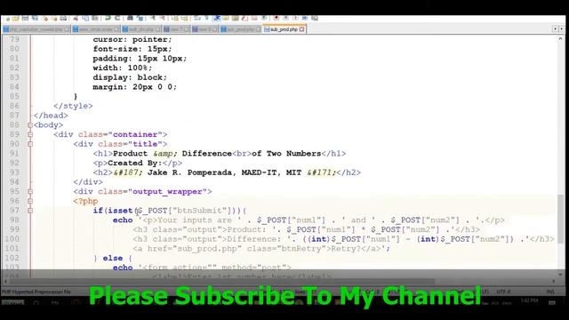 Product and Difference of Two Numbers in PHP смотреть онлайн