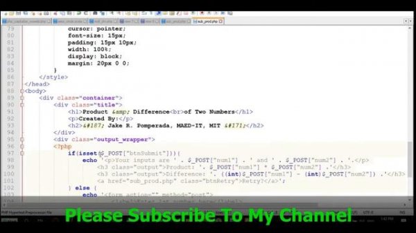 Product and Difference of Two Numbers in PHP