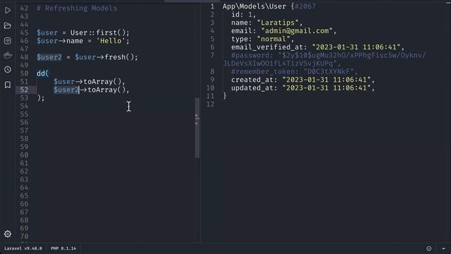 Laravel Tip - Fresh vs Refresh On Eloquent Model - Refreshing Models смотреть онлайн