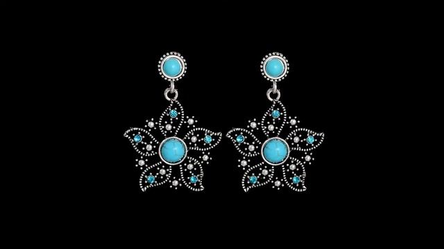 AliExpress: винтажные СЕРЬГИ С БИРЮЗОЙ в виде цветка смотреть онлайн