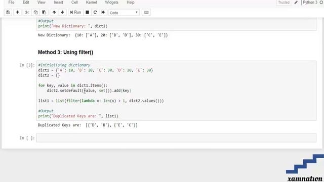 Finding keys with duplicate values in dictionary-using filters смотреть онлайн