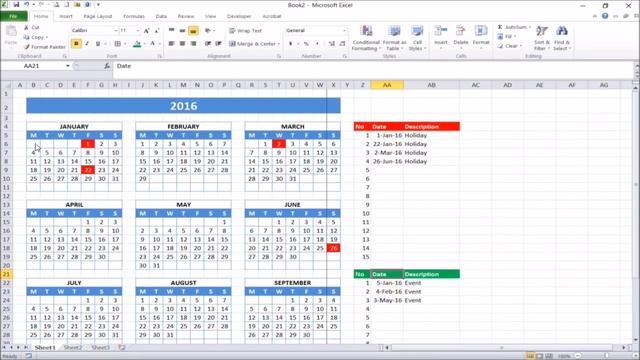 How to Create Excel Calendar for Specific Year with Automatic Date Marker смотреть онлайн