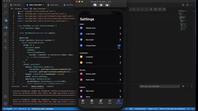 DARK/LIGHT THEME MODE CRYPTOCURRENCY APP - FLUTTER UI смотреть онлайн