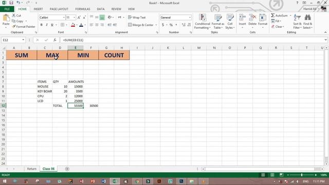 class 06 sum, Count, Max and Min formulas using in ms excel смотреть онлайн