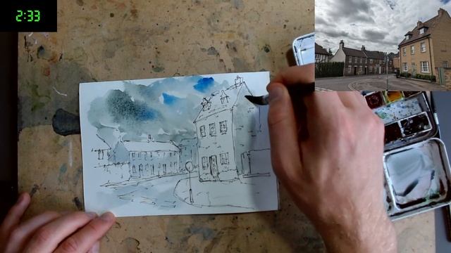 Urban Sketch in Less Than 10 Minutes! How I captured light and shadows in my sketches, quickly! смотреть онлайн