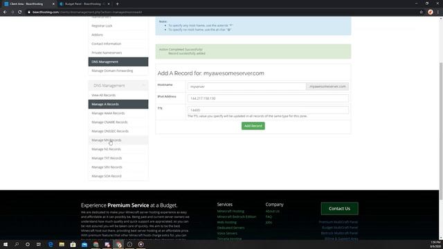 How to create an SRV record for your Minecraft server in our billing panel смотреть онлайн