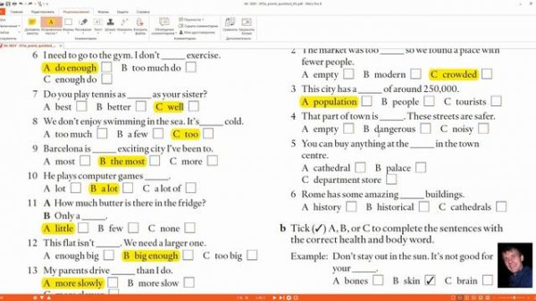 Quick Test #5 Pre-intermediate English File 3rd comparative and superlative adjectives and adverbs,