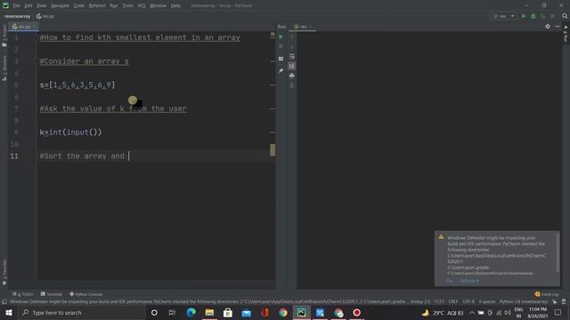 Quick solution to find kth smallest element in an array using python | coding | SDE смотреть онлайн