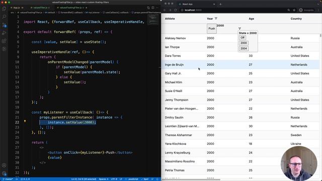 Custom AG Grid floating filters using React Components смотреть онлайн