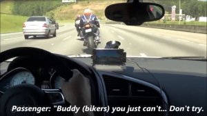 Гонка на Audi R8 c мотоциклом 300 км/ч. / Audi R8 X Kawasaki Ninja ZX1