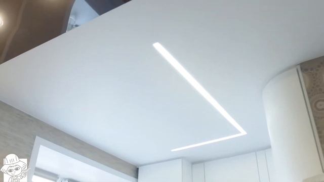 Потолки в студии, потолок с цветной подсветкой, световые линии. смотреть онлайн