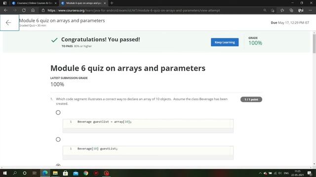 JAVA FOR ANDROID// Week 3 Quiz Assignment Answer //Coursera // 2021 //100%correct смотреть онлайн