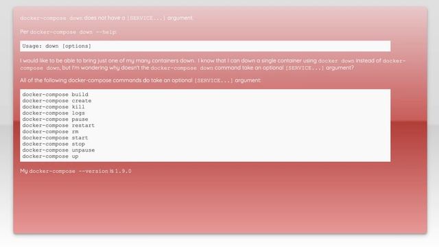 Why doesn't docker-compose 'down' take an optional [SERVICE...] argument? смотреть онлайн