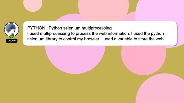 PYTHON : Python selenium multiprocessing смотреть онлайн