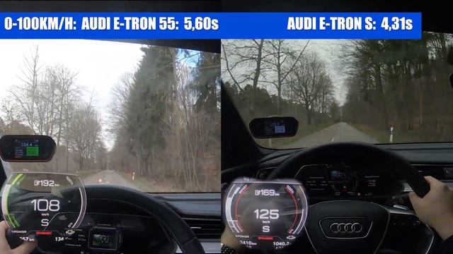 Audi E-Tron 55 Quattro VS. Audi E-Tron S | 0-100km/h & 100-200km/h | POV | CarPerformance Media