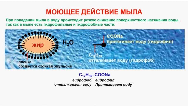 № 120. Органическая химия. Тема 20. Жиры. Часть 8. Моющее действие мыла. Применение мыла смотреть онлайн