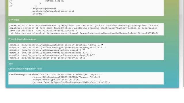 Registering JacksonJsonProvider with ObjectMapper + JavaTimeModule to Jersey 2 Client смотреть онлайн