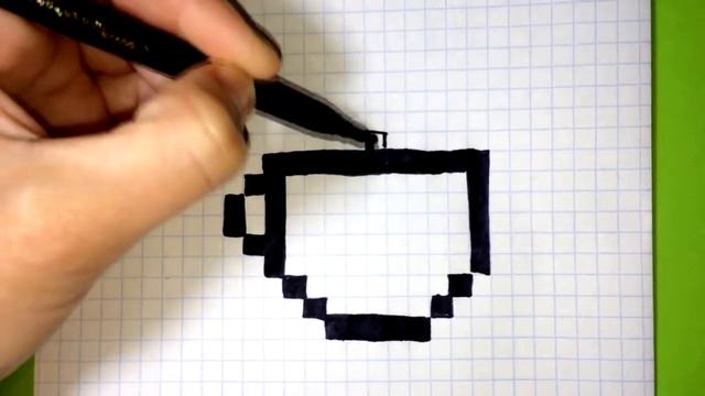Как нарисовать чашку кофе в клеточку - Пикселька смотреть онлайн