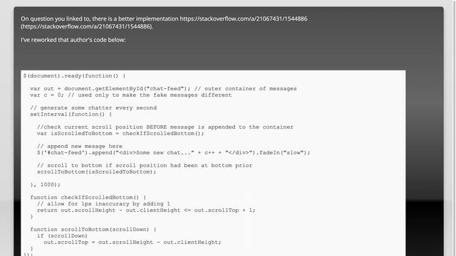 JQuery - Scroll and anchor to bottom of ajax-driven div unless user scrolls up смотреть онлайн