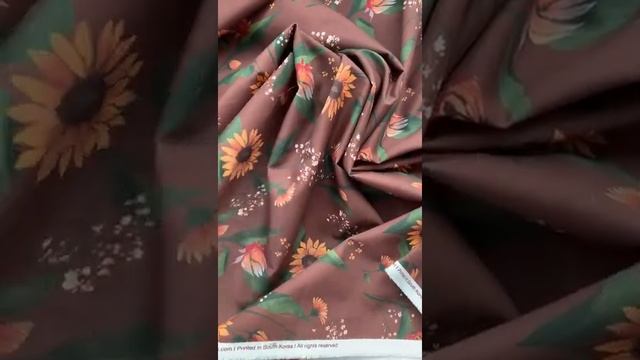Ткань для шитья. Ткань хлопок подсолнухи. Цветочный принт. Корейский Хлопок. Мягкий хлопок. смотреть онлайн